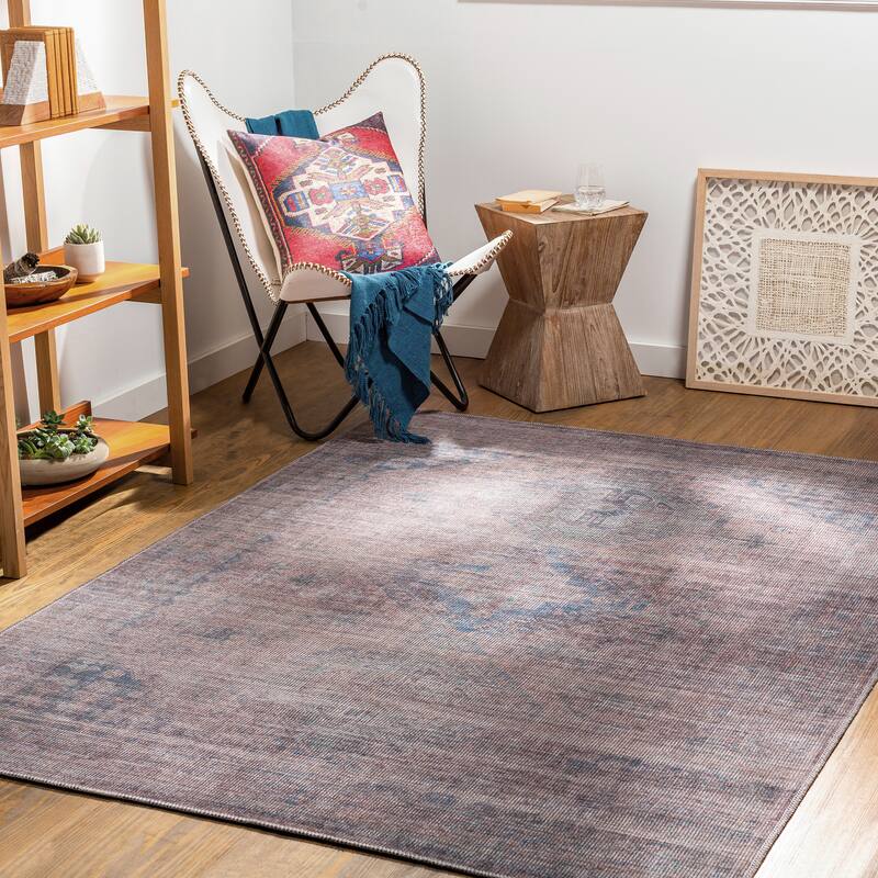 Artistic Weavers Potts Vintage Persian Printed Machine Washable Area Rug - 2'7" x 7'3" Runner - Brown/Blue