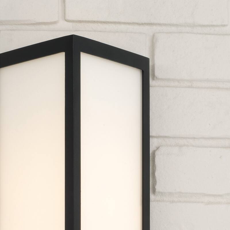 Integrated LED Outdoor Wall Lantern in Black with Painted White Glass