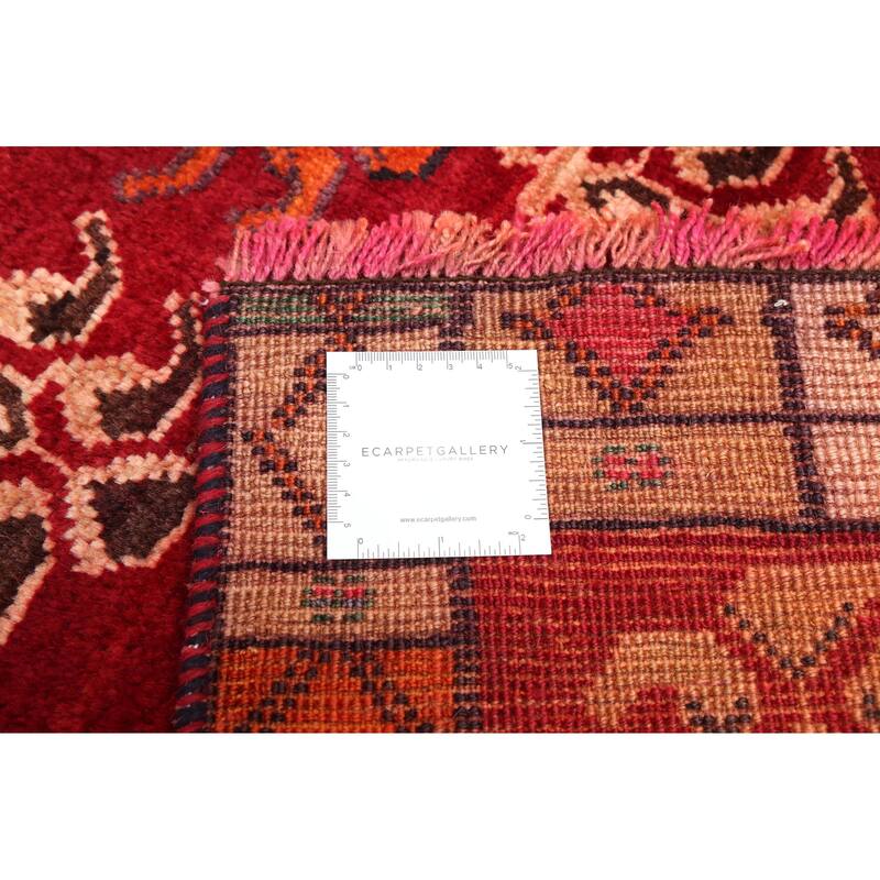 ECARPETGALLERY Hand-knotted Melis Vintage Dark Red Wool Rug - 4'0 x 6'2