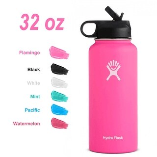 Hydro Flask 32oz Vacuum Insulated Stainless Steel Water Bottle Wide Mouth with Straw Lid