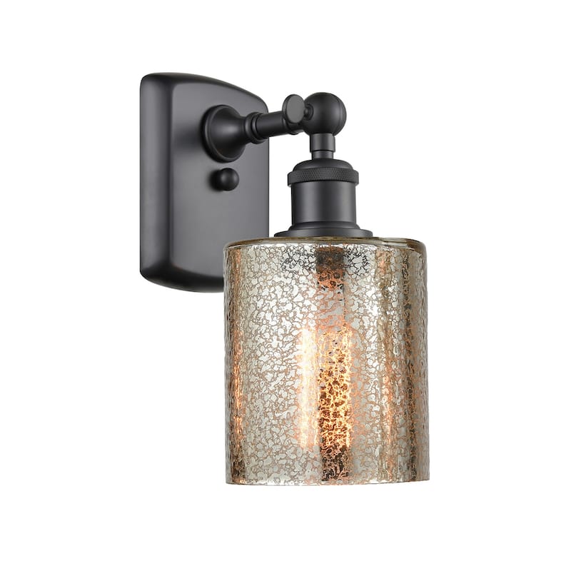 Innovations Lighting Cobbleskill 9" Tall Bathroom Sconce - Matte Black / Mercury