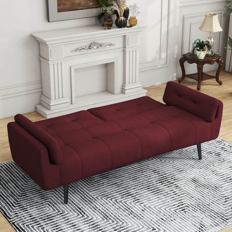 75" Convertible Sleeper Futon Sofa Bed With Adjustable Tufted Back