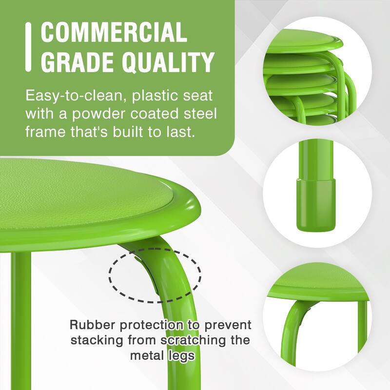 VECELO 6-Pack Stacking Stools for Living Room Backless Round Stools Set Indoor Outdoor Use with Metal Frame & Non-Slip Feet