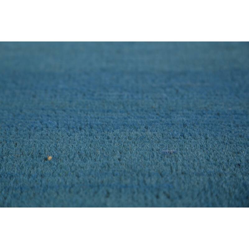Blue Striped Modern Gabbeh Oriental Rug Hand-Knotted Wool Carpet - 3'6" x 4'10"