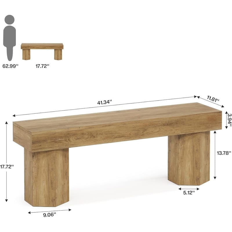 41" Farmhouse Wooden Entryway Bench, Indoor End of Bed Bench - 41.43" W x 11.81" D x 17.72" H
