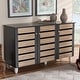 preview thumbnail 2 of 9, Contemporary 3-door Slatted Wood 14-pair Shoe Storage Cabinet