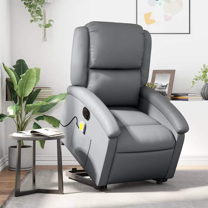 vidaXL Stand up Recliner Chair Power Lift Reclining Armchair Faux Leather - Gray