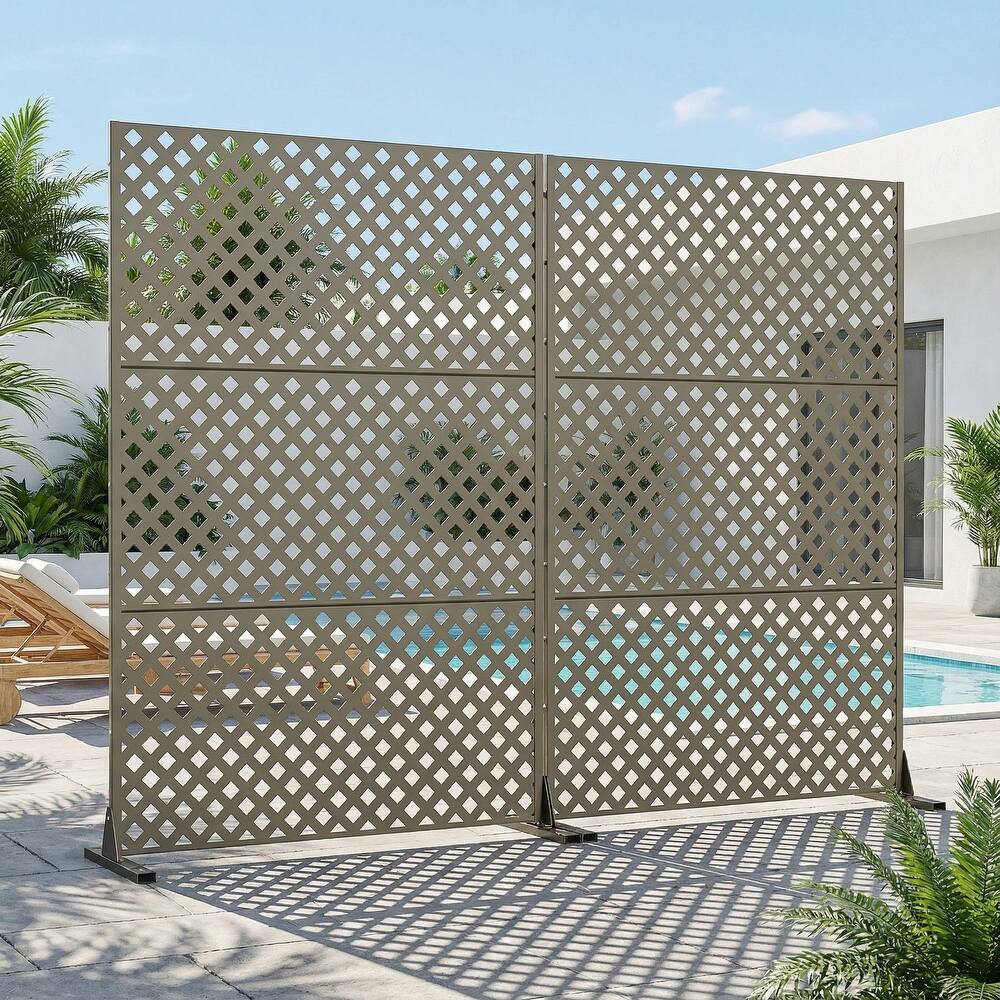 Outdoor Rectangle Privacy Screens Metal Screen Fence Panel Set of 2