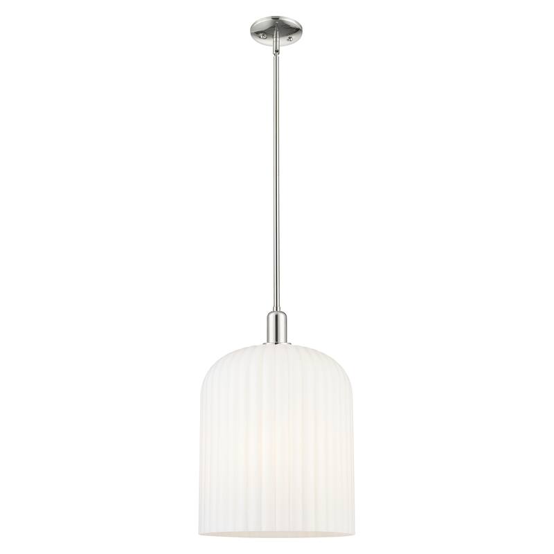 Innovations Lighting Downtown Urban - Bridal Veil - 3 Light 12" Stem Hung Mini Pendant - Polished Nickel/Gloss White Shade