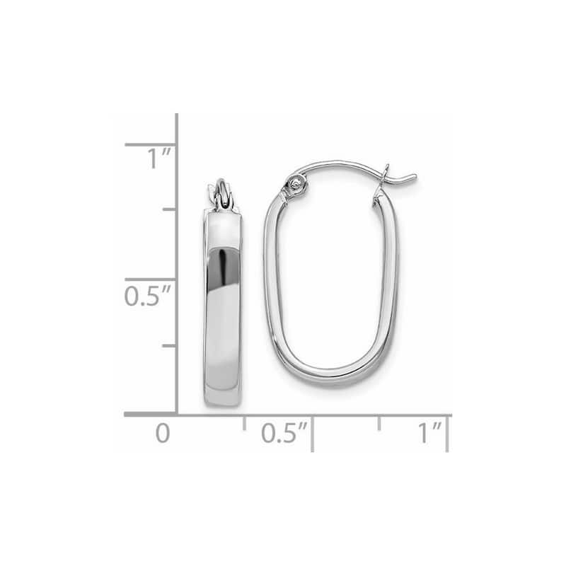Curata 14k White Gold Polished Oval Tube Hoop Earrings (3.5mm x 22mm)