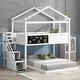 preview thumbnail 1 of 15, Twin Over Full Bunk Bed with Storage Staircase and Blackboard, White