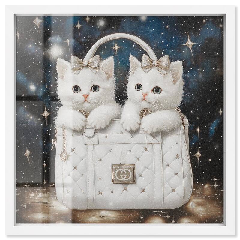 Constellation Kittens Purse Shadowbox by Art Remedy - White - 24" x 24"