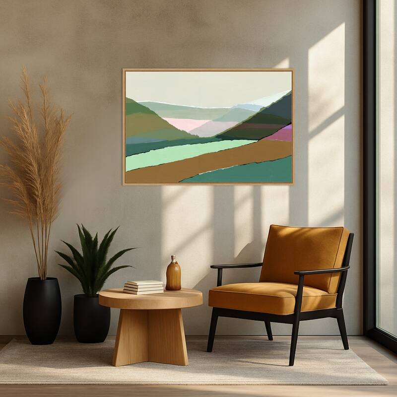 Layered Mountains And Valleys I by Cartissi Framed Canvas Wall Art Print