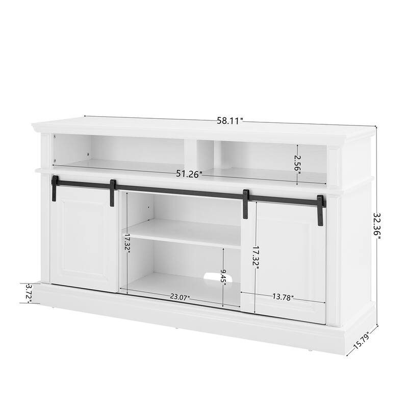 Media Console Table with Storage Cabinet, Multipurpose Cabinet