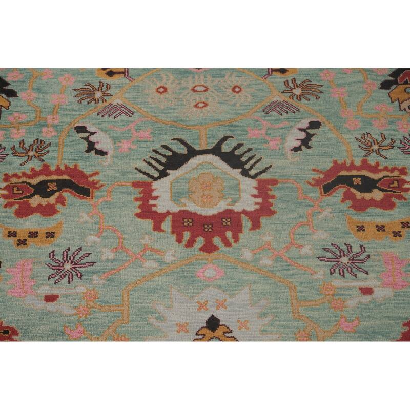 Light Green Heriz-Serapi Oriental Area Rug Handmade Wool Carpet - 8'11"x 11'9"