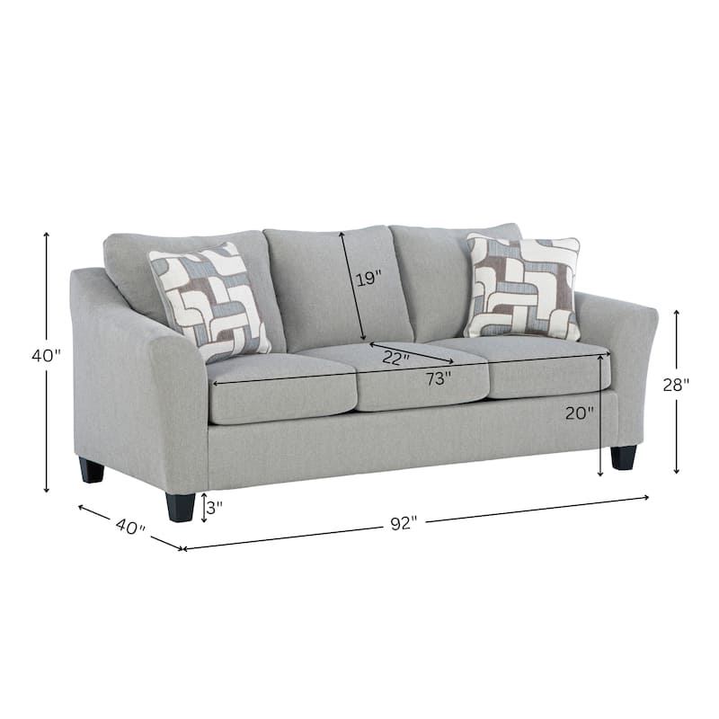 Roundhill Furniture Elaris Contemporary Flared Arm Sofa with Soft Chenille Upholstery, Taupe - 7'6" x 9'6"