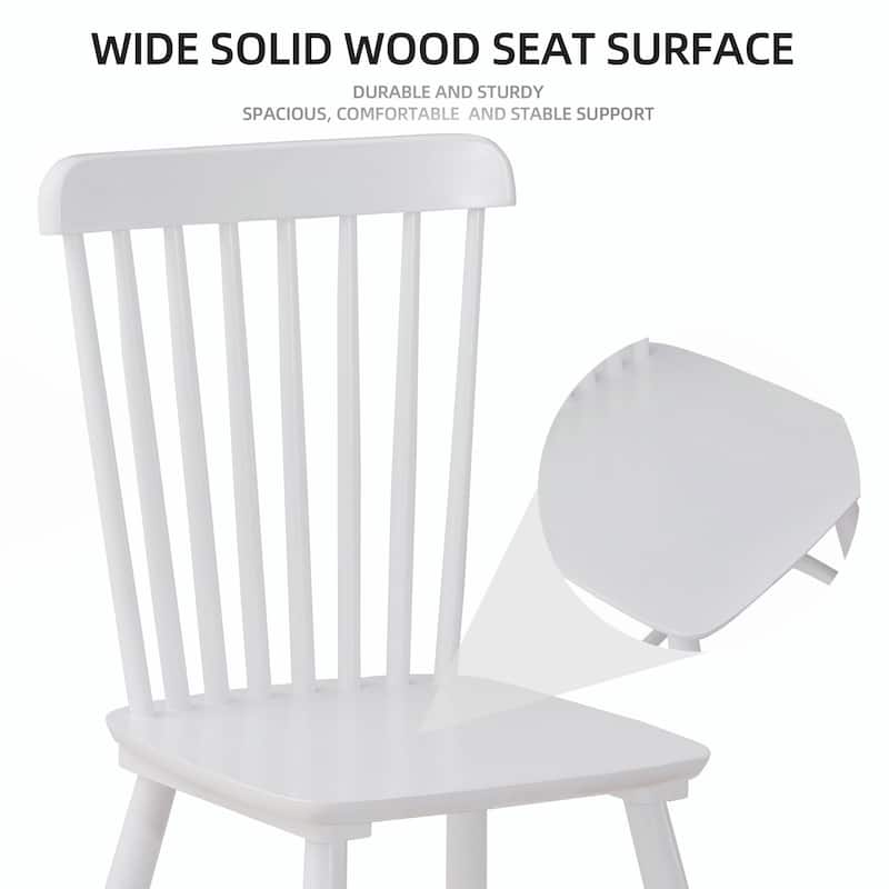Set of 4 Rubber Wood Dining Chairs, Solid Wood