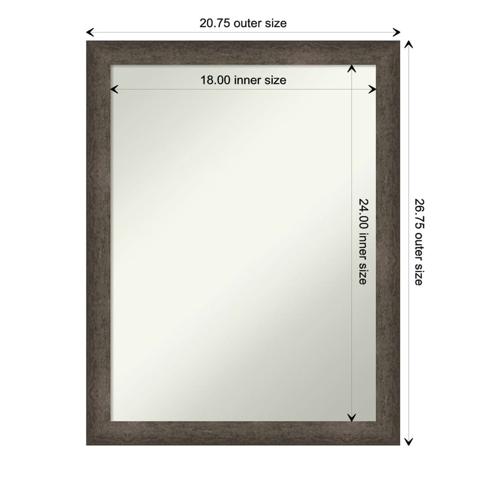 Dappled Narrow Non-Beveled Wood Framed Bathroom Vanity Wall Mirror