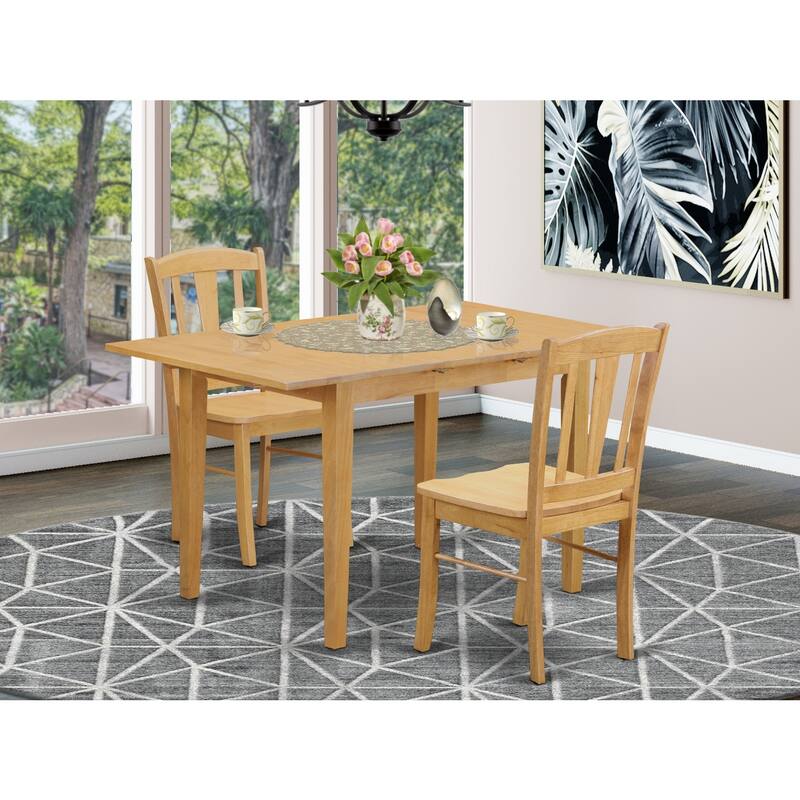 HomeStock 3-Piece Natural Brown Oak Finish Solid Wood Top Dining Table Set
