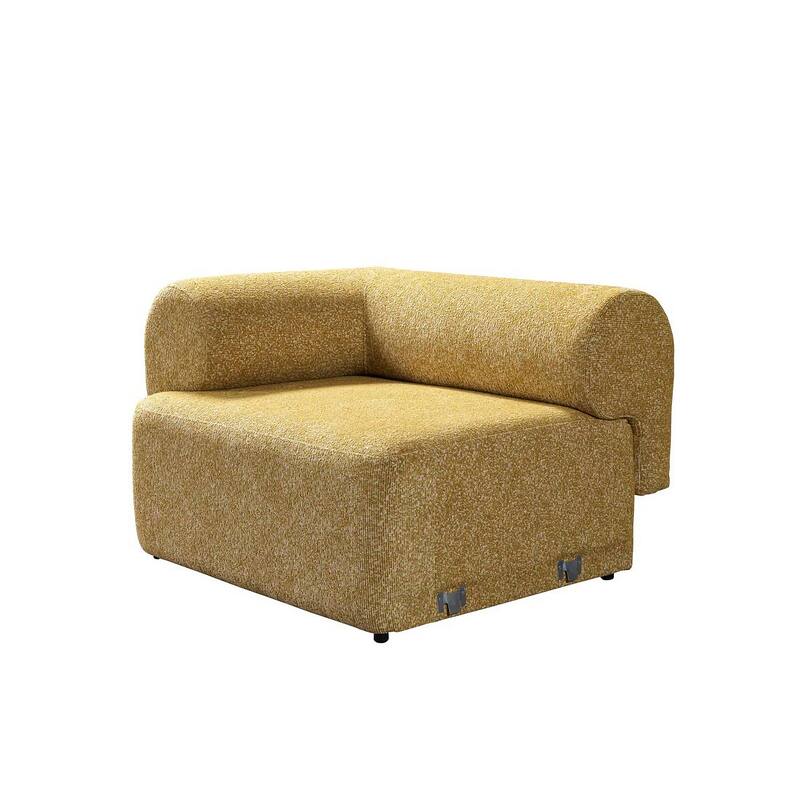 HomeRoots Mustard Boucle Modular Curved Three Piece Sectional With Toss Pillows