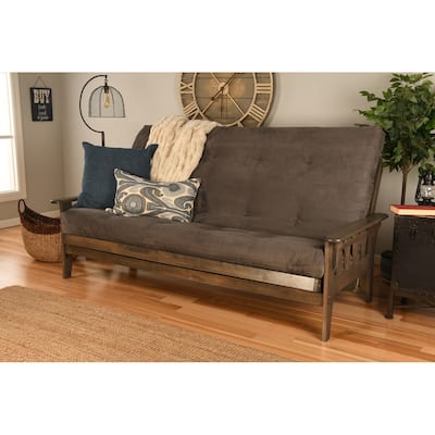 Somette Tucson Queen-size Futon Set in Rustic Walnut Finish with Innerspring Mattress