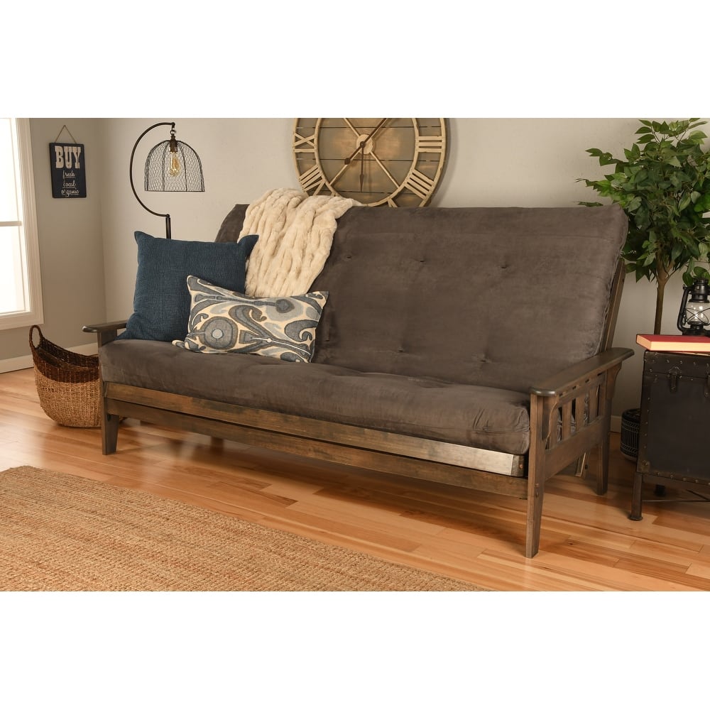 Somette Tucson Queen-size Futon Set in Rustic Walnut Finish with Innerspring Mattress