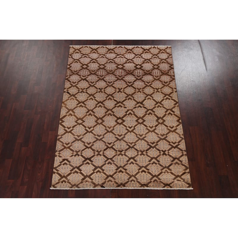 Geometric Gabbeh Kashkoli Oriental Area Rug Wool Hand-knotted Carpet - 5'7" x 7'9"