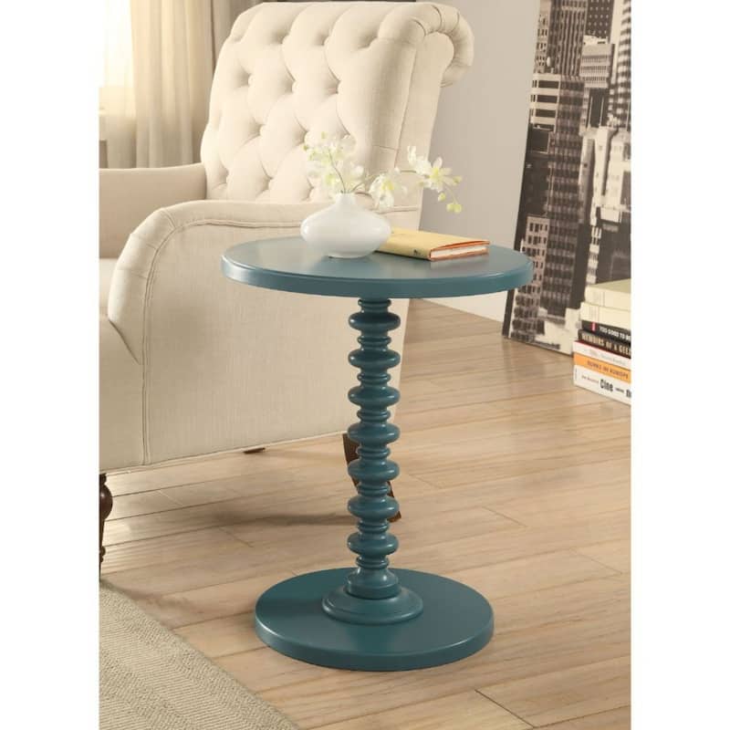 Vintage Look Wood Pedestal End Table with Round Top and Base - 17” x 17” x 22”