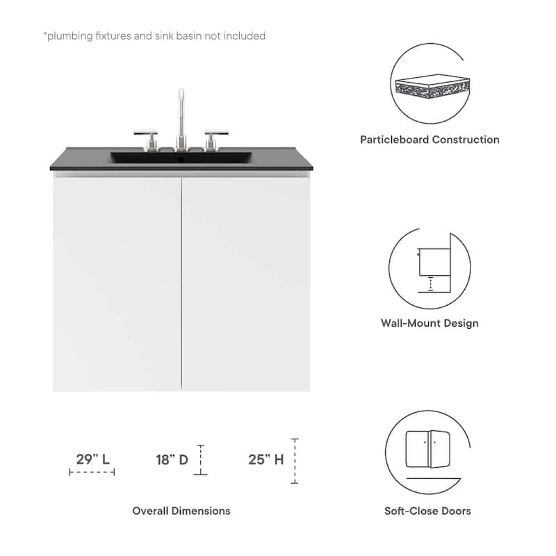 Bryn 30" Wall-Mount Bathroom Vanity (Sink Basin Not Included)