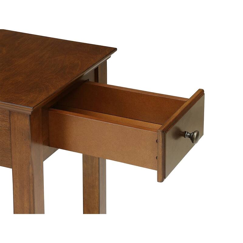 Wooden Rectangular Top with One Drawer - Walnut
