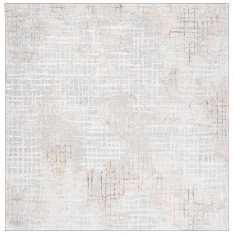 SAFAVIEH Orchard Margrett Modern Abstract Rug - 6'7" Square - Grey/Gold