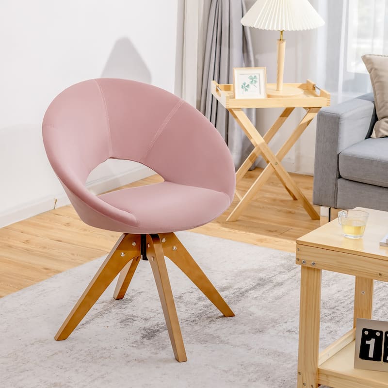Costway Mid Century Modern Swivel Accent Chair Fabric Armchair Velvet - 27'' x 22'' x 32.5''