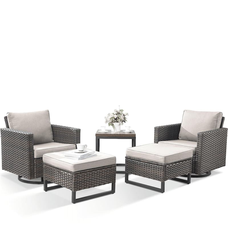 5 Pieces Pocassy Glider Chairs Ottomans with Side Table