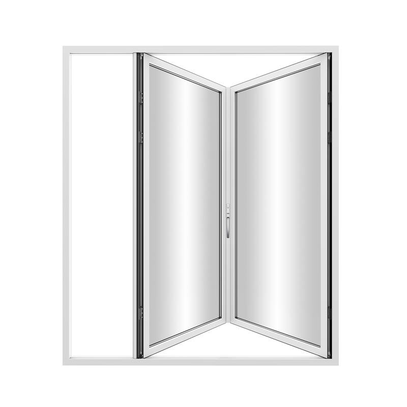 KaMic Elite-Fold 72" x 96" 2-Panel Aluminum Folding Door in White with Hidden Hinges & Rollers, Folded Out From Right To Left