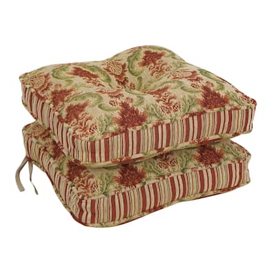 17-inch Floral Tapestry Square Tufted Corded Dining Chair Cushions (Set of 2, 4, or 6) - 17 x 17