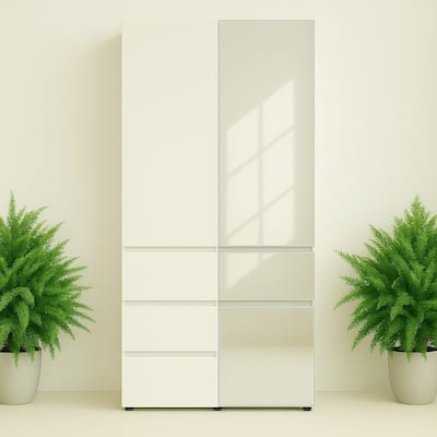Elise Modular Wood Closet System with Mirror in White - 31.4"D x 17.72"W x 70.9"H