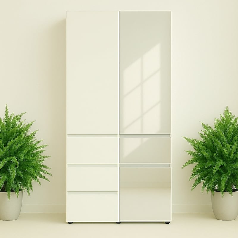 Elise Slim Modular Wood Closet Cabinet with Drawers in White - 15.7"D x 17.72"W x 70.9"H