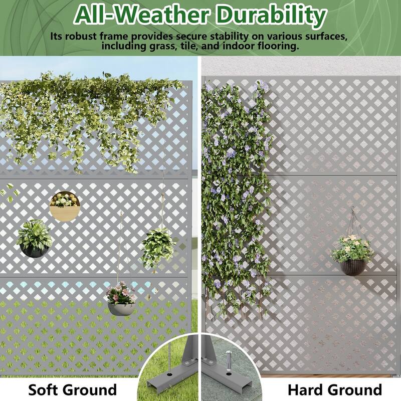 Outdoor Rectangle Privacy Screens Metal Screen Fence Panel Set of 2