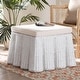 preview thumbnail 22 of 32, Palm Scallop Natural Rattan Ottoman with Cushion – Handwoven Wicker Accent Bench or Footrest for Living Room or Sunroom, Square