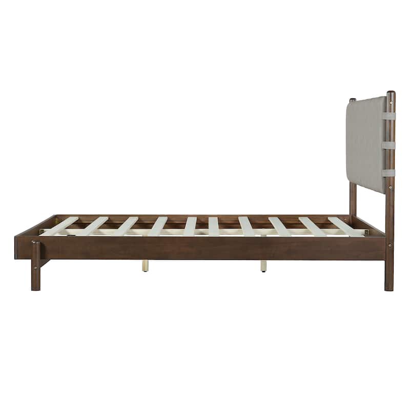 Christopher Knight Home - Pizzie Mid-Century Premium Rubber Wood Queen Platform Bed Frame with Headboard Included
