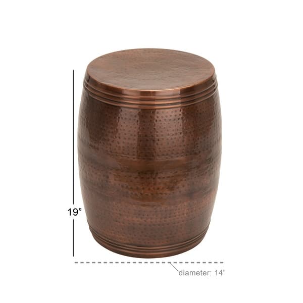 dimension image slide 9 of 12, Silver or Bronze Metal Hammered Side End Accent Table with Hourglass Shape