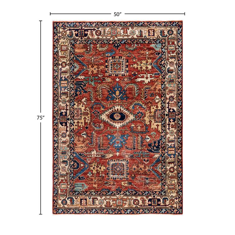 Serapi One-of-a-Kind Hand-Knotted Area Rug - Red - 4' 2" x 6' 3"