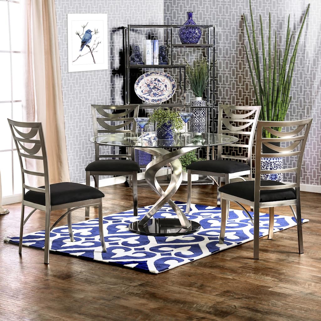 Sculpture I Contemporary Black Steel 5-Piece Round Dining Set by Furniture of America