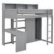 preview thumbnail 12 of 24, Wood Twin Size Loft Kids Bed Frame with Multiple Storage Shelves, Wardrobe, and Built-in Desk, Safety Guaranteed, Grey