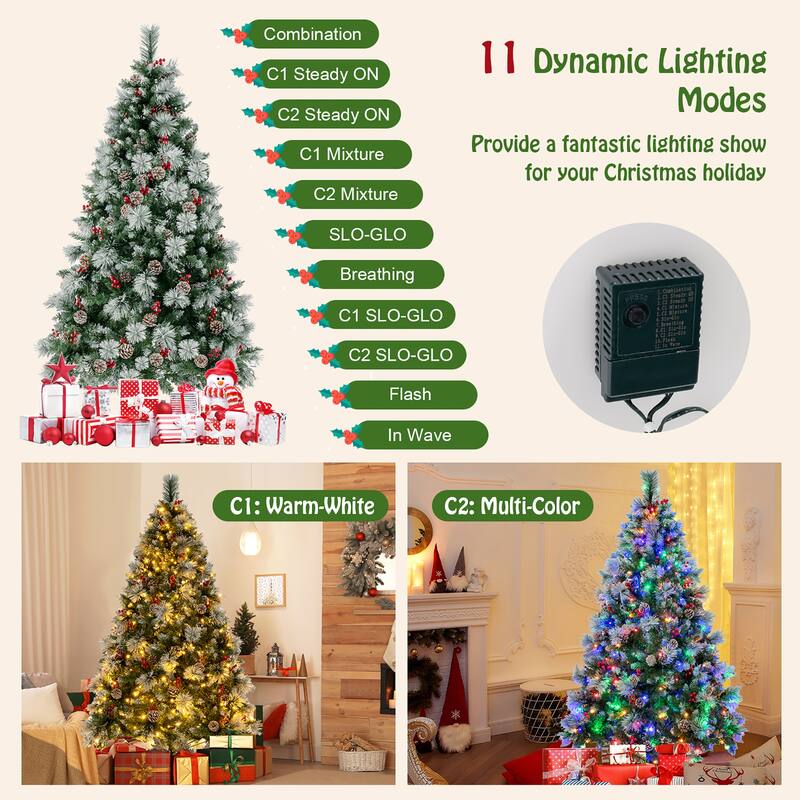 Gymax 6 FT Pre-Lit Artificial Christmas Tree Hinged Xmas Tree w/ 350