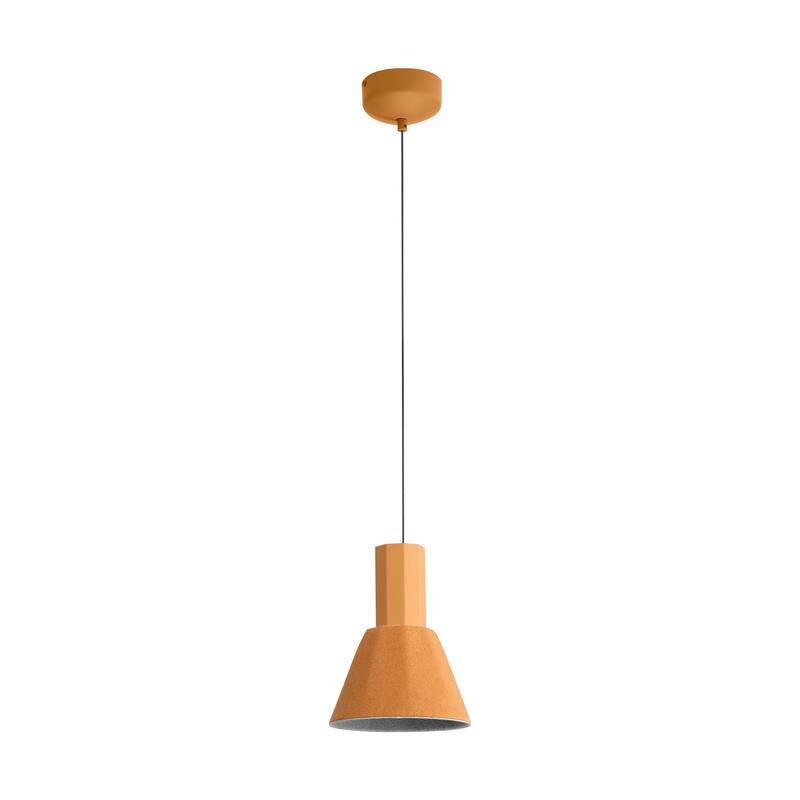 Golden Lighting Faroe 8in Integrated LED Pendant in Earth Yellow/Grey Felt - Gold