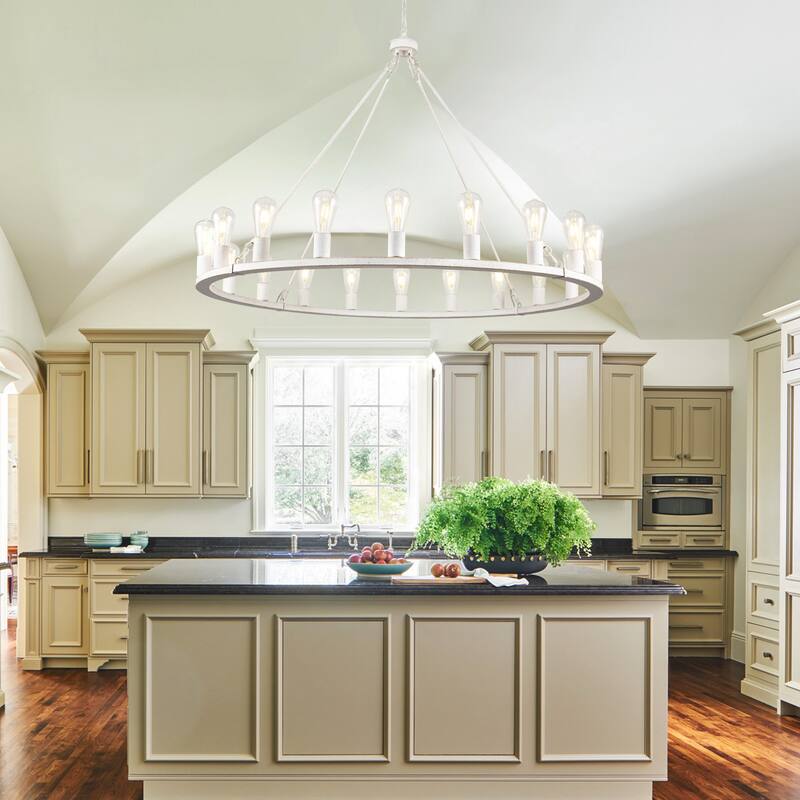 20 - Light Farmhouse Metal Round Industrial Chandelier for Dining Room Entryway Kitchen Island - N/A