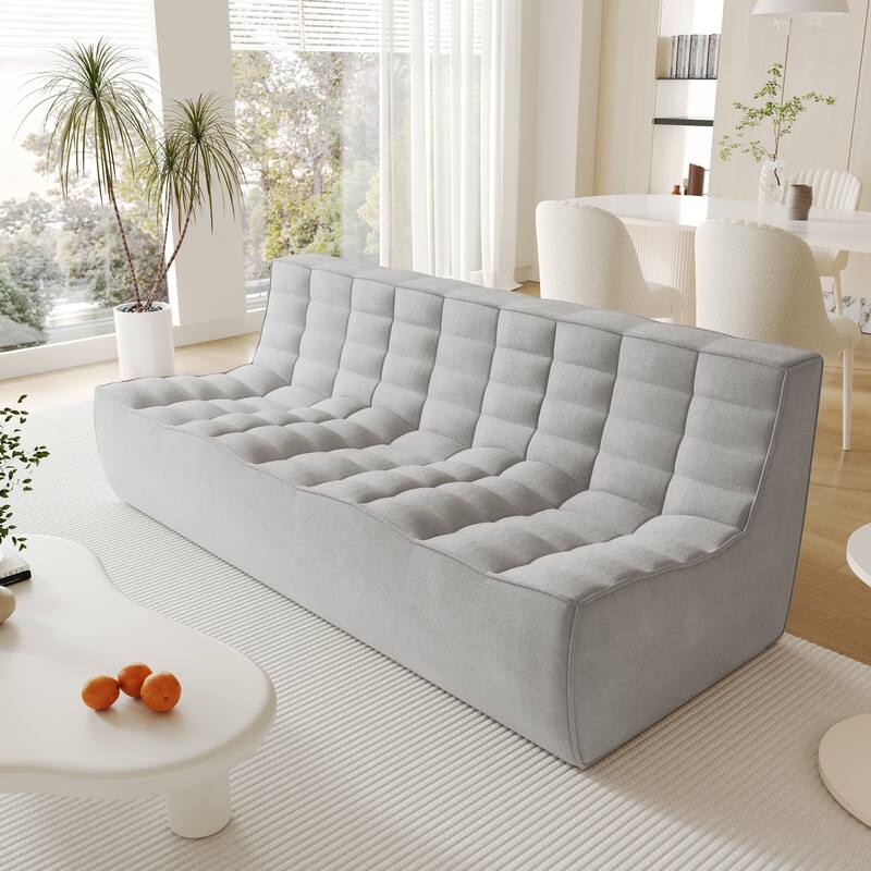 Armless 3-Seat Large Bean Bag Chair Lazy Floor Sofa Couch Fireside Chair - Grey