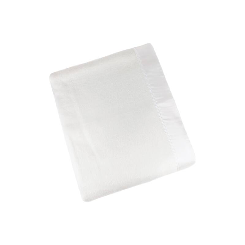 Plaza Collection Pure Silk Throw and Blanket - Throw With Silk Border - White