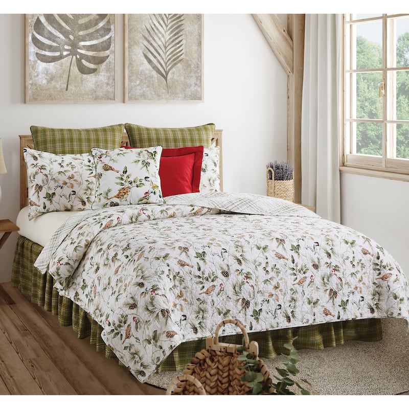 Mira Songbird Cotton Quilt Set - Reversible and Machine Washable - King